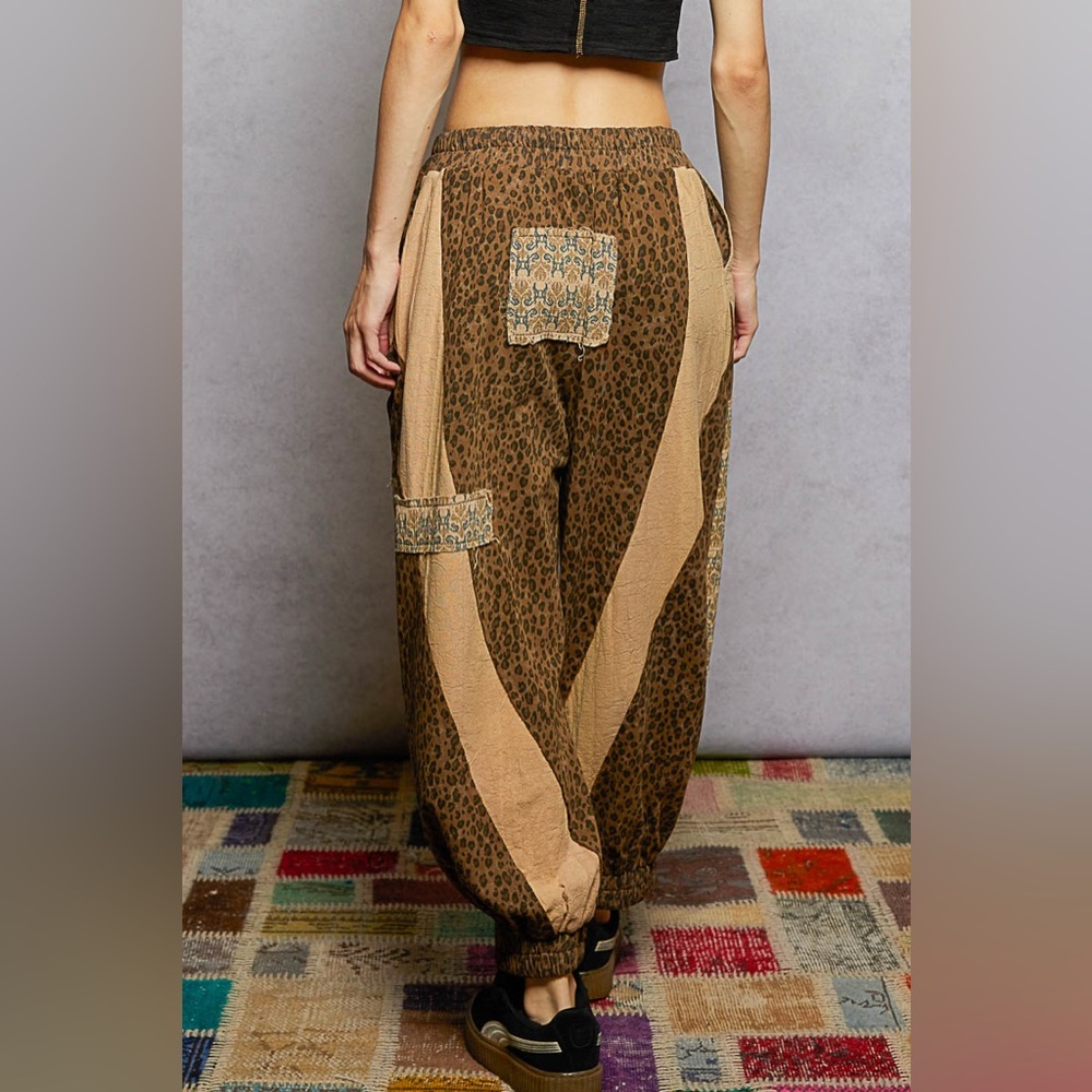 #10 P5-1 POL Leopard Print Patchwork Pants - Picture 3 of 5